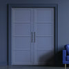 Brooklyn 4 Panel Solid Wood Internal Door Pair UK Made DD6307 - Eco-Urban® Heather Blue Premium Primed