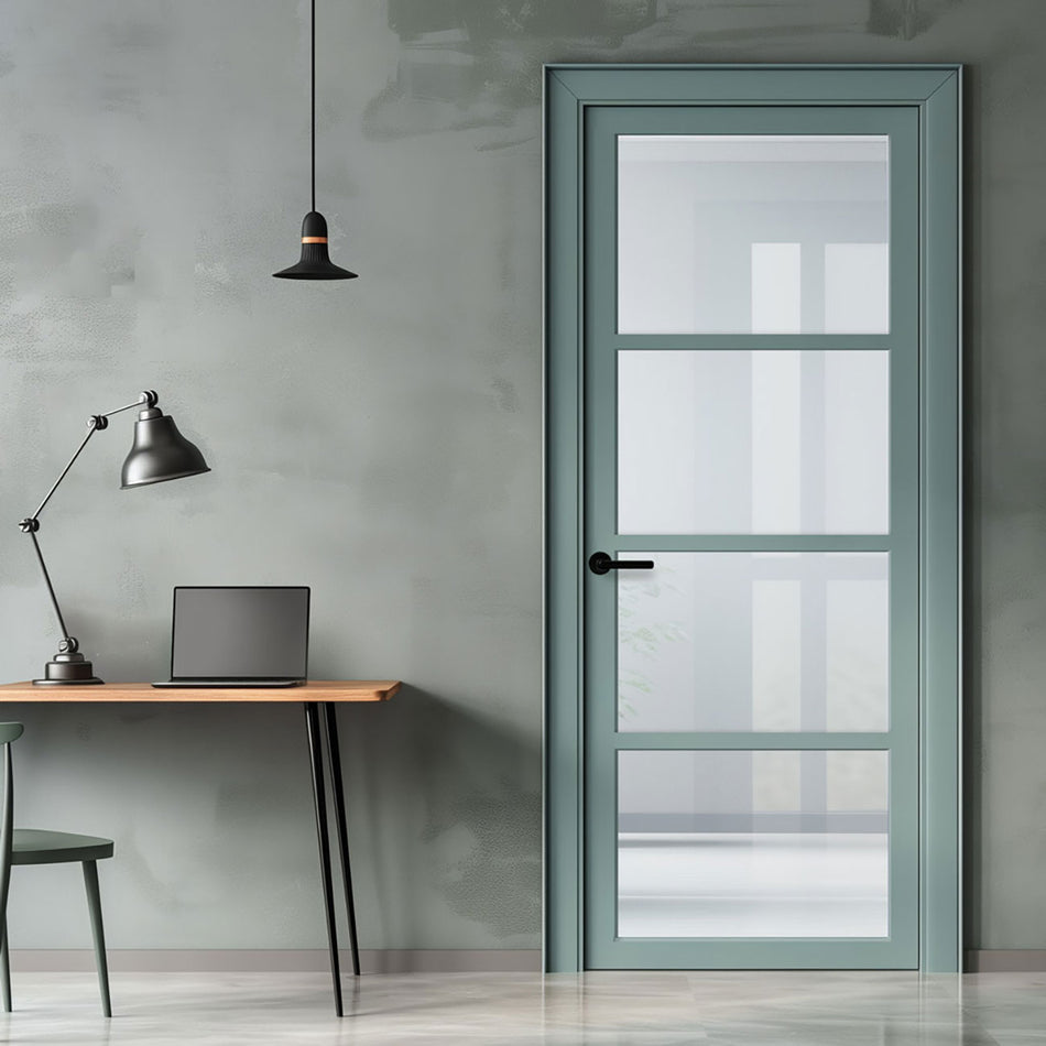 Brooklyn 4 Pane Solid Wood Internal Door UK Made DD6308G - Clear Glass - Eco-Urban - Colour Options