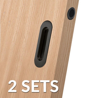 Image: 2 Pairs of Burbank 120mm Sliding Door Oval Flush Pulls and 2x  Finger Pull - Matt Black Finish
