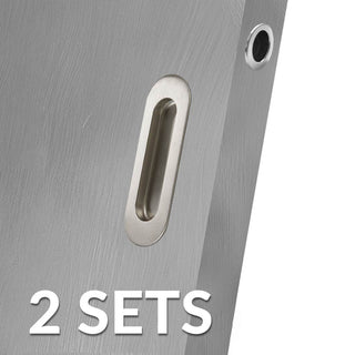 Image: 2 Pairs of Burbank 120mm Sliding Door Oval Flush Pulls and 2x  Finger Pull - Satin Stainless Steel