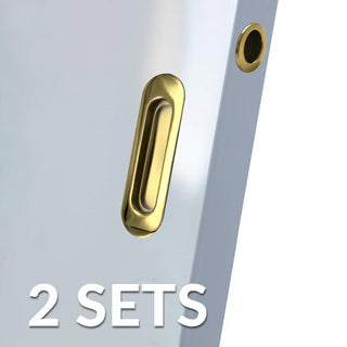 Image: 2 Pairs of Burbank 120mm Sliding Door Oval Flush Pulls and 2x  Finger Pull - Polished Gold Finish
