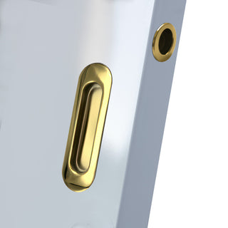Image: Burbank 120mm Sliding Door Oval Flush Pulls Pair and Single Finger Pull - Polished Gold Finish
