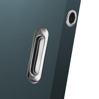 Image: Burbank 120mm Sliding Door Oval Flush Pulls Pair and Single Finger Pull - Polished Stainless Steel