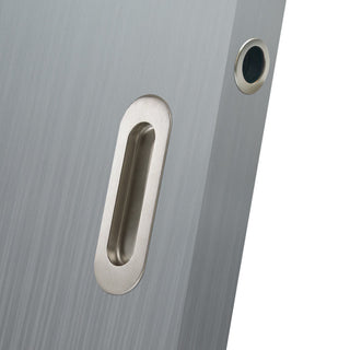 Image: Burbank 120mm Sliding Door Oval Flush Pulls Pair and Single Finger Pull - Satin Stainless Steel