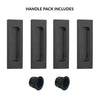 2 Pairs of Chester 120mm Sliding Door Oblong Flush Pulls and 2x  Finger Pull - Matt Black Finish