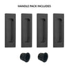 2 Pairs of Chester 120mm Sliding Door Oblong Flush Pulls and 2x  Finger Pull - Matt Black Finish