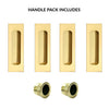 2 Pairs of Chester 120mm Sliding Door Oblong Flush Pulls and 2x  Finger Pull - Polished Gold Finish