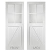 Premium Single Sliding Door & Wall Track - Frame Ledged and Braced Cottage with Clear Glass- White Primed