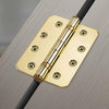 4x Cratus Exterior Polished Gold Finish Radius Corner Hinges - 102x76mm