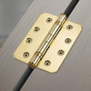 6x Cratus Exterior Polished Gold Finish Radius Corner Hinges - 102x67mm