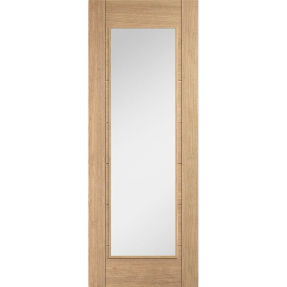 Carini 1 Pane Oak Internal Door - Clear Glass - Unfinished