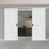 Double Sliding Door & Premium Wall Track - Eco-Urban® Cairo 6 Panel Doors DD6419 - 6 Colour Options