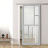 Single Sliding Door & Premium Wall Track - Eco-Urban® Cairo 6 Pane Door DD6419G Clear Glass - 6 Colour Options