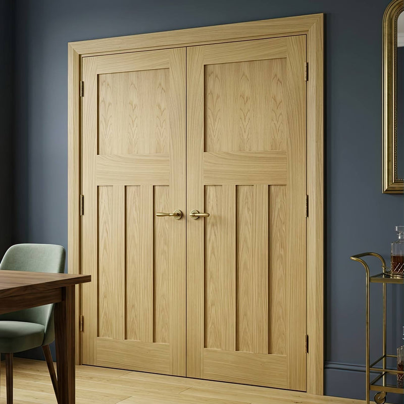 Cambridge Period Oak Internal Door Pair - Unfinished