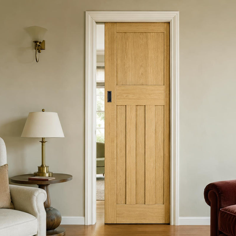 Cambridge Period Oak Single Evokit Pocket Door - Unfinished