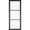 SpaceEasi Top Mounted Black Folding Track & Double Door - Camden Black Door - Prefinished - Clear Glass - Urban Collection