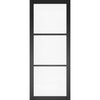 Camden Black Staffetta Twin Telescopic Pocket Door - Prefinished - Clear Glass - Urban Collection