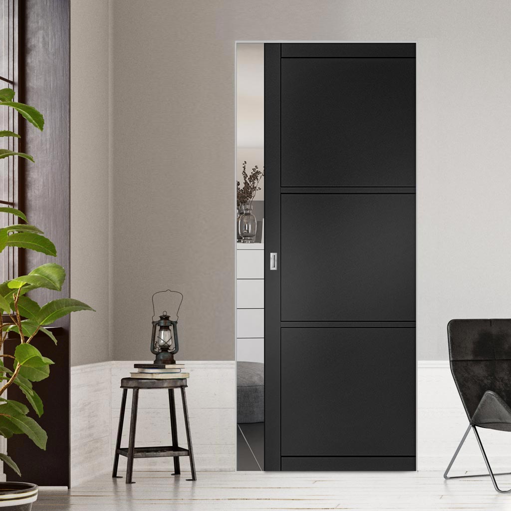 Camden Black Single Evokit Pocket Door - Prefinished - Urban Collection