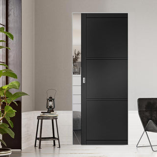 Image: Camden Black Single Absolute Evokit Pocket Door - Prefinished - Urban Collection