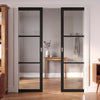 Camden Black Double Evokit Pocket Doors - Prefinished - Clear Glass - Urban Collection