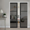 Camden Black Double Evokit Pocket Doors - Prefinished - Tinted Glass - Urban Collection