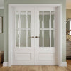 Canterbury White Primed Internal Door Pair - Clear Bevelled Glass