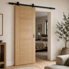Top Mounted Black Sliding Track & Door - Carini Oak Internal Door - Unfinished