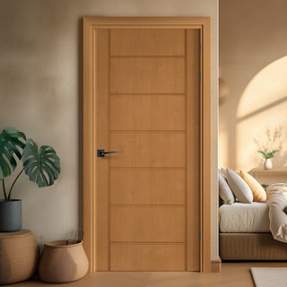 Image: Carolina Irish Oak Grained Internal PVC Door - Ideal for Bathrooms