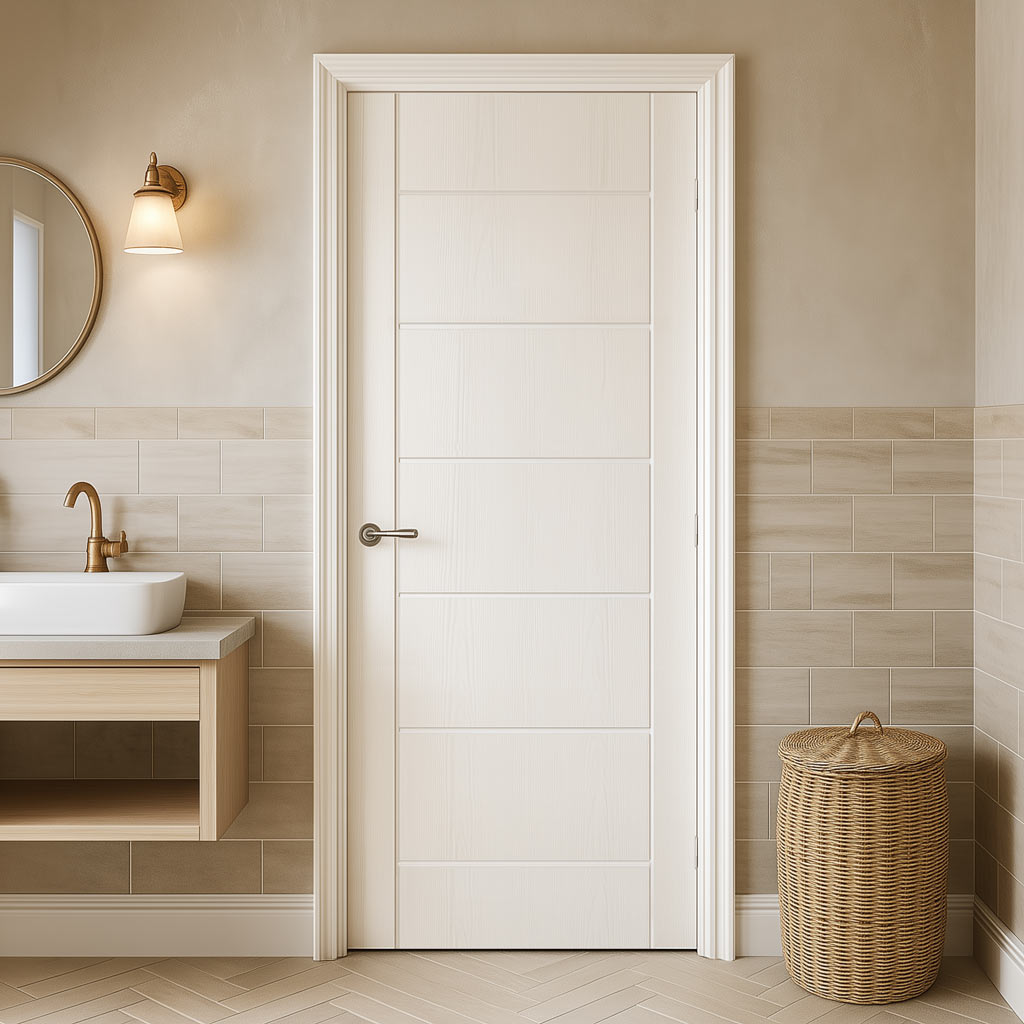 Carolina Lightly Grained Internal PVC Panel Door - Suitable for Bathrooms