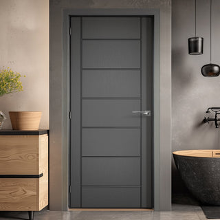 Image: Carolina Slate Grey Grained Internal PVC Door - Ideal for Bathrooms
