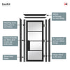 EasiKit Internal Door and Frame Kit - Chelsea 4 Pane Black Primed Internal Door - Clear Glass