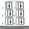 ThruEasi Black Room Divider - Chelsea 4 Pane Clear Glass Prefinished Door Pair with Full Glass Side