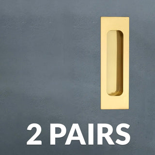 Image: Two Pairs of Chester 120mm Sliding Door Oblong Flush Pulls - Polished Gold Finish