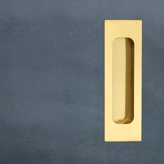 Image: One Pair of Chester 120mm Sliding Door Oblong Flush Pulls - Polished Gold Finish