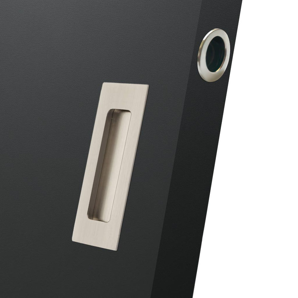Chester 120mm Sliding Door Oblong Flush Pulls Pair and Single Finger Pull - Satin Stainless Steel