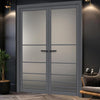 Chord Solid Wood Internal Door Pair UK Made DD0110F Frosted Glass - Stormy Grey Premium Primed - Urban Lite® Bespoke Sizes