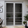 Chord Solid Wood Internal Door Pair UK Made DD0110T Tinted Glass - Mist Grey Premium Primed - Urban Lite® Bespoke Sizes