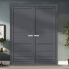 Chord Panel Solid Wood Internal Door Pair UK Made DD0110P - Stormy Grey Premium Primed - Urban Lite® Bespoke Sizes