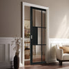 Civic Black Industrial Single Evokit Pocket Door with Reeded  Glass - Prefinished