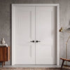 J B Kind White Classic Hardwick Panel Primed Fire Internal Door Pair - 1/2 Hour Fire Rated