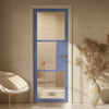 Breda 3 Pane Solid Wood Internal Door UK Made DD6439G Clear Glass - Eco-Urban® Heather Blue Premium Primed