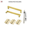 Concord 280mm Back to Back Pull Handle Pack - 3 Radius Cornered Hinges - Polished Gold Finish