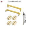 Concord 280mm Back to Back Pull Handle Pack - 4 Radius Cornered Hinges - Polished Gold Finish