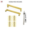 Concord 280mm Back to Back Pull Handle Pack - 4 Square Hinges - Polished Gold Finish
