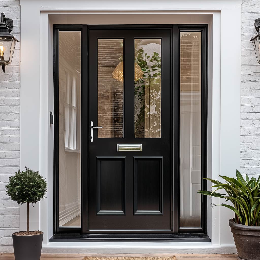 Exterior Colonial 2L 2P Front Door with Two Sidelights - Customisable: