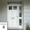 Exterior Colonial 2L 4P Front Door with Single Sidelight and Transom - Customisable: Size, Colour, Glass and Sidelight Options