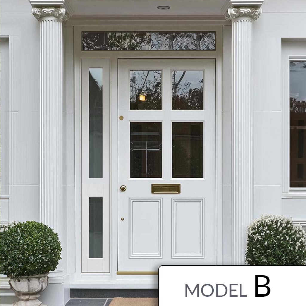 Exterior Colonial 4L 2P Front Door with Single Sidelight and Transom