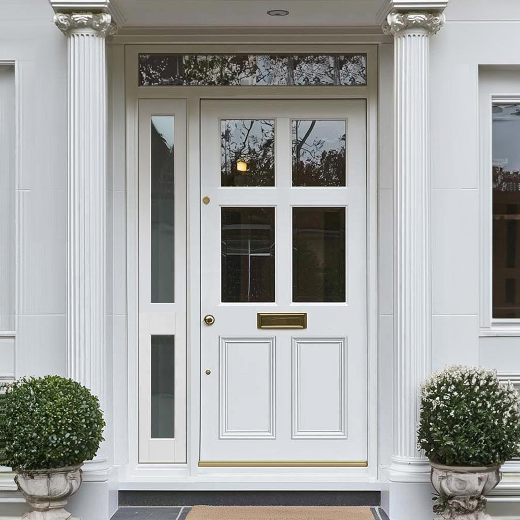 Exterior Colonial 4L 2P Front Door with Single Sidelight and Transom