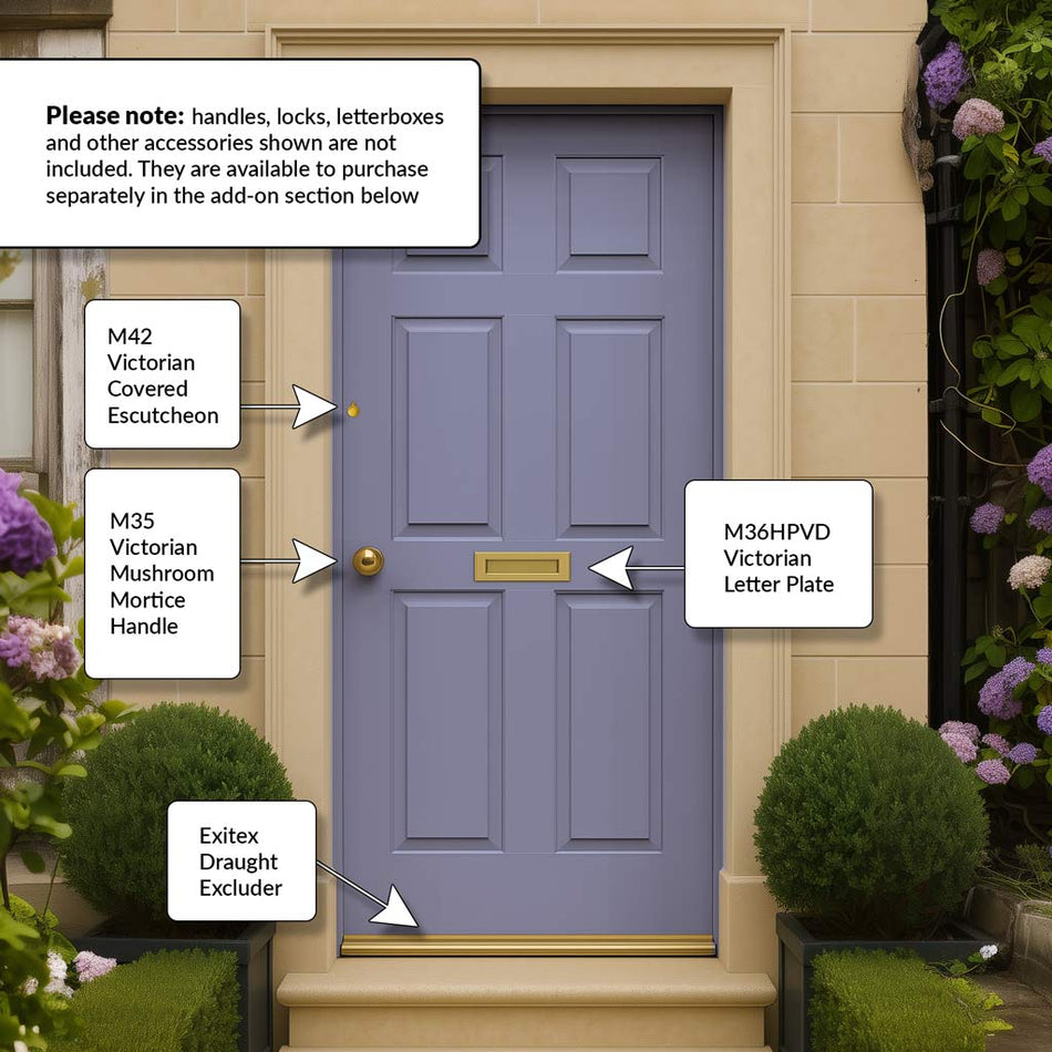 Colonial Exterior 6 Panel Meranti Wooden Front Door - Colour Options