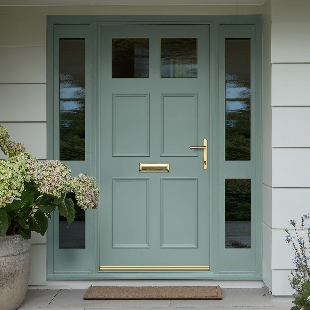 Exterior Colonial 2L 4P Front Door with Two Sidelights - Customisable: Size, Colour, Glass and Sidelight Options